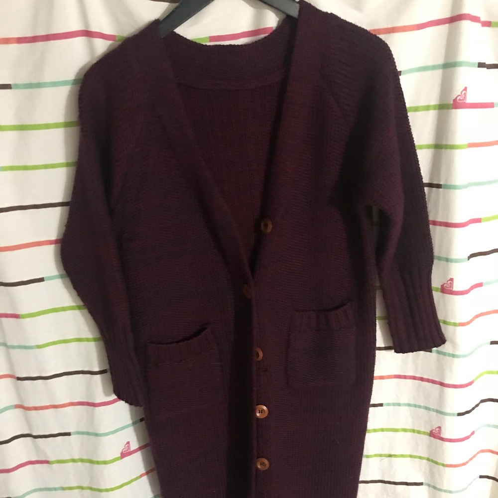 Long purple red cardigan